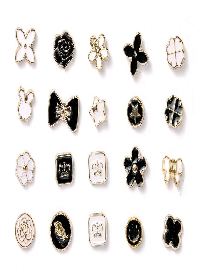 INOVERA (LABEL) 20 Pieces Shirts Brooch Buttons for Women, Girls - Jeans, Hats, Fancy Brooches Pins - No Sew Button Black and White - Image 1